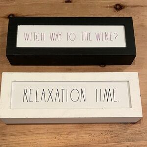 NWT Rae Dunn Distressed Wood Black and White Decorative Signs Whimsical (2)